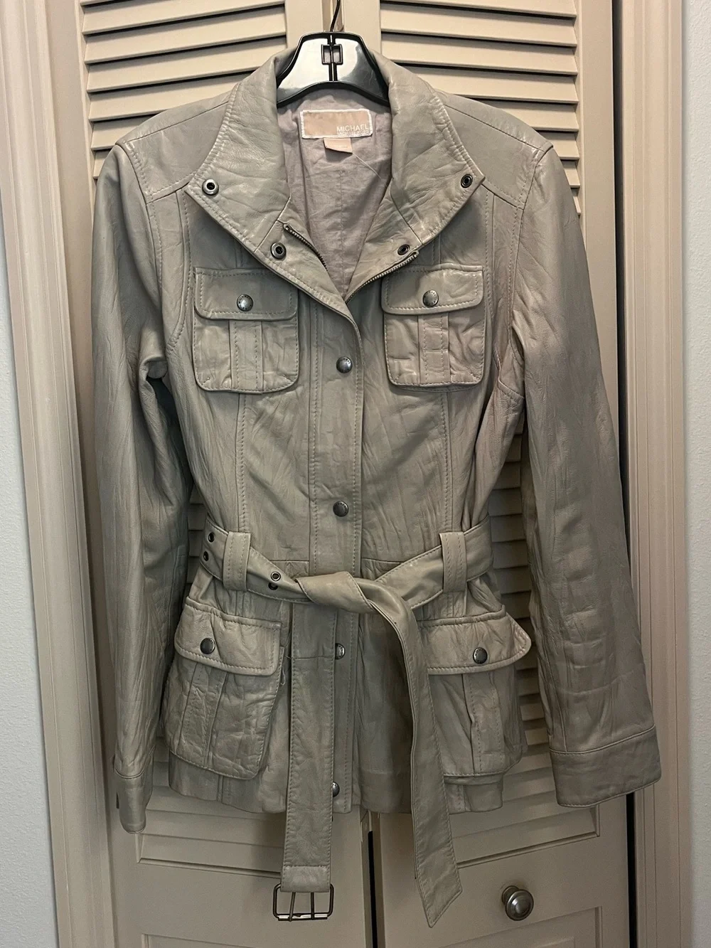Vintage Michael Kors LEATHER belted utility jacket medium